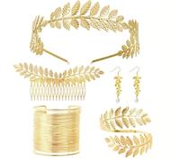 LEPIDI 5 Conjuntos de Accesorios de Diosa Griega para Mujer, Diadema de Hojas Romanas, Tiara de Oro con Banda de Hojas, Corona de Laurel, Adorno Bohemio para Novia y Chicas