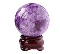Lepidolite Ball Purple Crystal Ball Mica Quartz Crystal Sphere Gemstone Ball with Wooden Base Sphere Ball,55mm