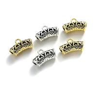 LEPIZ 10 piezas de 14 x 9 mm de metal hueco doblado tubo colgante encantos espaciador cuentas collar para hacer joyas Diy pulsera accesorios hechos a mano - mezcla
