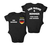 lepni.me Body de Fútbol Personalizado para Bebé Alemania con Nombre y Número para Niño, Niña | bandera alemana, insignia | Campeonato de Europa 2024 (0-3 Meses Negro Multicolor)