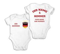 lepni.me Body de Fútbol Personalizado para Bebé Alemania con Nombre y Número para Niño, Niña | bandera alemana, insignia | Campeonato de Europa 2024 (6-9 Meses Blanco Multicolor)
