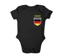 lepni.me Body de Fútbol Personalizado para Bebé Alemania con Nombre y Número para Niño, Niña | bandera alemana, insignia | Campeonato de Europa 2024 (3-6 Meses Negro Solo logotipo del equipo)