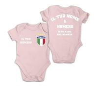 lepni.me Body de Fútbol Personalizado para Bebé Italia con Nombre y Número para Niño, Niña | Bandera Italiana Insignia | Campeonato de Europa 2024 (9-12 Meses Rosado Multicolor)