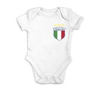 lepni.me Body de Fútbol Personalizado para Bebé Italia con Nombre y Número para Niño, Niña | Bandera Italiana Insignia | Campeonato de Europa 2024 (6-9 Meses Blanco Solo logotipo del equipo)