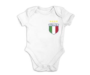 lepni.me Body de Fútbol Personalizado para Bebé Italia con Nombre y Número para Niño, Niña | Bandera Italiana Insignia | Campeonato de Europa 2024 (6-9 Meses Blanco Solo logotipo del equipo)
