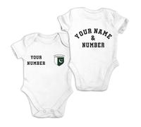 lepni.me Body de fútbol personalizado para bebé Pakistán con tu nombre y número para niño y niña recién nacido | Insignia de la bandera pakistaní | Copa del Mundo 2026 (3-6 Meses Blanco Multicolor)