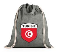 lepni.me Bolsa de Fútbol con cordón de Túnez para Hombres, Mujeres y Niños | Bolsa de lona Unisex con Bandera y escudo de Túnez | Campeonato Mundial 2026 (Bolsa con Cordón Negro Multicolor)