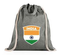 lepni.me Bolsa de Fútbol con cordón - India para Hombres, Mujeres y Niños | Bolsa tote de lona unisex con bandera india, insignia | Copa Mundial 2026 (Campeonato) (Bolsa con Cordón Negro Multicolor)