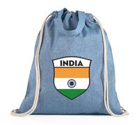 lepni.me Bolsa de Fútbol con cordón - India para Hombres, Mujeres y Niños | Bolsa tote de lona unisex con bandera india, insignia | Copa Mundial 2026 (Campeonato) (Bolsa con Cordón Azul Multicolor)