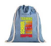 lepni.me Bolsa Personalizada con Cordón para Niños o de Lona para Mujeres | Para el Colegio, la Compra o el Gimnasio | Diseño con Texto o Foto (Bolsa con Cordón Azul Multicolor)