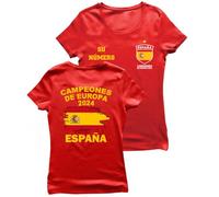 lepni.me Camiseta de Fútbol de España para Mujer con tu Número Personalizado |Bandera Española Insignia con Estrella | Campeones de la Eurocopa 2024 (M Rojo Multicolor)