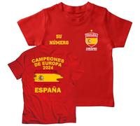 lepni.me Camiseta de Fútbol de España para Niños con Tu Número Personalizado | Bandera Española, Insignia con Estrella | Campeones de la Eurocopa 2024 (12-13 años Rojo Multicolor)