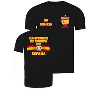 lepni.me Camiseta de Fútbol España para Hombre con Su Número Personalizado | Camiseta con Insignia de Bandera Española | Campeones de la Eurocopa 2024 (XL Negro Multicolor)