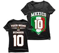 lepni.me Camiseta de Fútbol para Mujer México 2026 | Camiseta Personalizada (XXL Negro Multicolor)