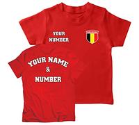 lepni.me Camiseta de Fútbol para Niños Personalizada con tu Nombre y Número | Bélgica 2026 (1-2 años Rojo Multicolor)
