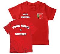 lepni.me Camiseta de Fútbol para Niños Personalizada con tu Nombre y Número | Portugal 2026 (9-11 años Rojo Multicolor)