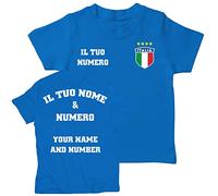 lepni.me Camiseta De Fútbol Personalizada De Italia para Niños |Nombre y Número | Insignia de la Bandera Italiana |Campeonato de Europa de fútbol 2024 (3-4 años Royal-Blue Multicolor)