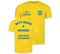 lepni.me Camiseta de Fútbol Personalizada de Suecia para Hombre| Su Nombre y Número | Bandera Sueca, Insignia | Campeonato de Europa de fútbol 2024 (XL Amarillo Multicolor)