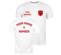 lepni.me Camiseta de Fútbol Personalizada para Hombre Albania | Su Nombre y Número | Bandera de Albania Insignia | Campeonato de Europa de Fútbol 2024 (M Blanco Multicolor)