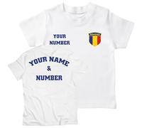lepni.me Camiseta de Fútbol Personalizada para Niños Rumania | Su Nombre y Número | Bandera rumana, Insignia | Campeonato de Europa de fútbol 2024 (12-13 años Blanco Multicolor)