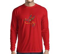 lepni.me Camiseta de Manga Larga para Hombre Amor Paz Hippie Signo Paloma, 60s 70s símbolo del Festival de Woodstock (XXL Rojo Multicolor)