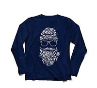 lepni.me Camiseta de Manga Larga para Hombre Noviembre No Afeitado, Barba de pájaros, Estilo Hipster (M Azul Multicolor)