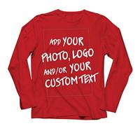 lepni.me Camiseta de Manga Larga para Hombre Regalo Personalizado, Agregar Logotipo de la Compañía, Diseño Propio o Foto (M Rojo Multicolor)