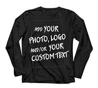 lepni.me Camiseta de Manga Larga para Hombre Regalo Personalizado, Agregar Logotipo de la Compañía, Diseño Propio o Foto (4XL Negro Multicolor)