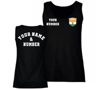 lepni.me Camiseta de Tirantes de Fútbol Personalizada para Mujer - India | Tu Nombre y tu Número | Bandera India, Insignia | Top Personalizado | Copa Mundial 2026 (Campeonato) (XXL Negro Multicolor)