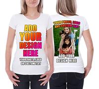 lepni.me Camiseta Mujer Impresión Personalizada de 2 Caras en el Frente y en la Parte Posterior, Texto Personalizado o Diseño de su Propia Imagen (S Blanco Multicolor)