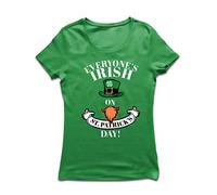 lepni.me Camiseta Mujer Todos Son irlandeses en el día de San Patricio, Estilo de Leprechaun (S Verde Multicolor)