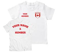 lepni.me Camiseta para Niños Camiseta de fútbol de Canadá con tu Nombre y Número | Insignia de la Bandera Canadiense Camiseta Personalizada | Copa Mundial 2022 (1-2 años Blanco Multicolor)
