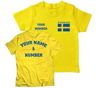 lepni.me Camiseta para Niños Camiseta de fútbol de Suecia con tu Nombre y número | Escudo con Bandera Sueca | Camiseta Personalizada Copa del Mundo 2022 (5-6 años Amarillo Multicolor)