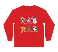 lepni.me Camiseta para Niños Dabbing Papá Noel Ciervos Muñeco de Nieve Pan de Jengibre y Amigos (7-8 años Rojo Multicolor)