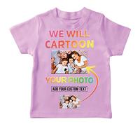 lepni.me Camiseta para Niños Diseñe su Propio Dibujo Artístico Personalizado Su Foto (7-8 años Rosado Multicolor)