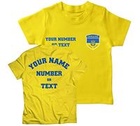 lepni.me Camiseta para Niños Insignia de la Bandera Ucraniana Gloria a Ucrania Camiseta de Fútbol con Texto de Número de Nombre Personalizado (12-13 años Amarillo Multicolor)