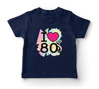lepni.me Camiseta para Niños Me encantan los 80, Ropa de la Banda de la Vieja Escuela, Rock and Roll (3-4 años Azul Oscuro Multicolor)