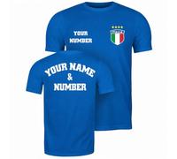 lepni.me Camiseta Personalizada de Fútbol para Hombre | Nombre y Número Personalizables | Italia 2026 (M Royal-Blue Multicolor)