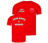 lepni.me Camiseta Personalizada de Fútbol para Hombre | Nombre y Número Personalizables | Marruecos 2026 (L Rojo Multicolor)