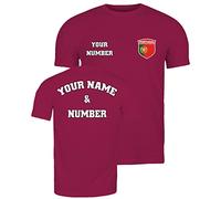 lepni.me Camiseta Personalizada de Fútbol para Hombre | Nombre y Número Personalizables | Portugal 2026 (XL Borgoña Multicolor)