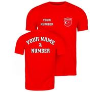 lepni.me Camiseta Personalizada de Fútbol para Hombre | Nombre y Número Personalizables | Turquía 2026 (L Rojo Multicolor)