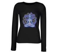 lepni.me Camisetas de Manga Larga para Mujer Yoga Meditación Asana Mandala Mente Cuerpo Alma (S Negro Multicolor)