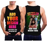 lepni.me Camisetas de Tirantes para Hombre Impresión Personalizada de 2 Caras en el Frente y en la Parte Posterior, Texto Personalizado o Diseño de su Propia Imagen (5XL Negro Multicolor)