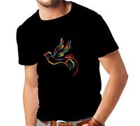 lepni.me Camisetas Hombre Amor Paz Hippie Signo Paloma, 60s 70s símbolo del Festival de Woodstock (XXL Negro Multicolor)