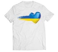 lepni.me Camisetas Hombre Camiseta con la Bandera Ucraniana Símbolo del Corazón Ucraniano Ropa Ucraniana (S Blanco Multicolor)