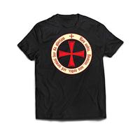 lepni.me Camisetas Hombre El Código de los Templarios Orden de Caballero Cristiano, Cruz del Cruzado (L Negro Oro)