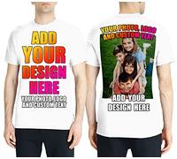 lepni.me Camisetas Hombre Impresión Personalizada de 2 Caras en el Frente y en la Parte Posterior, Texto Personalizado o Diseño de su Propia Imagen (L Blanco Multicolor)