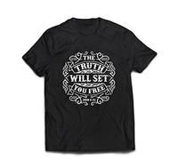 lepni.me Camisetas Hombre La Verdad te hará Libre, la Prueba de fe, la resurrección Cristiana (4XL Negro Multicolor)