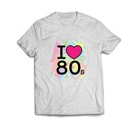 lepni.me Camisetas Hombre Me encantan los 80, Ropa de la Banda de la Vieja Escuela, Rock and Roll (M Blanco Multicolor)
