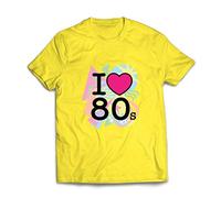 lepni.me Camisetas Hombre Me encantan los 80, Ropa de la Banda de la Vieja Escuela, Rock and Roll (XL Amarillo Multicolor)